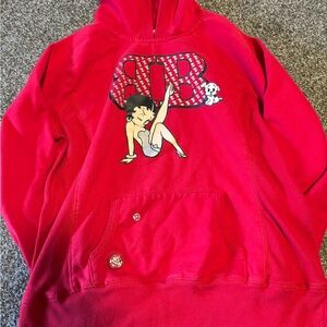 Betty Boop Red Kids Hoodie with Graphic Print